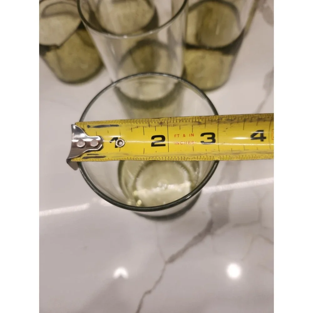 Pottery Barn Outdoor Picnic Acrylic Drinking Glasses Set of 6 Clear Green Bubble